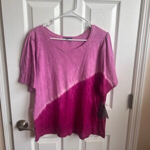 NEW Democracy Women's XL Pink Tie‎ Dye Short Sleeve Top Casual T-Shirt